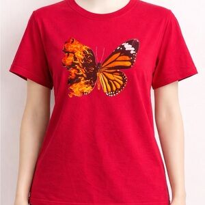 Othr Red Tee with Fiery Butterfly Graphic
